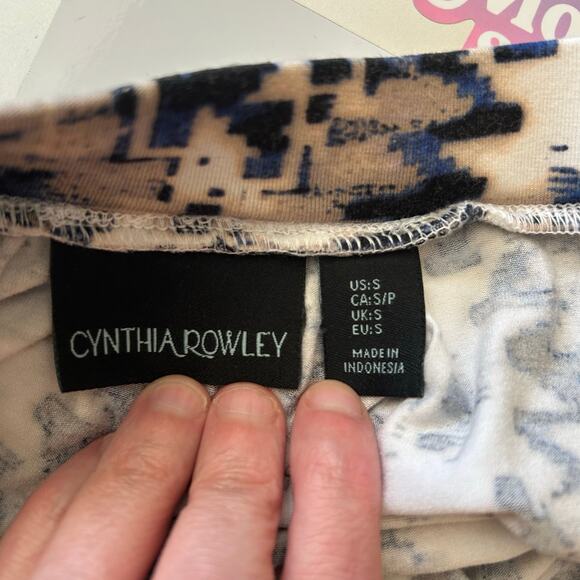 Cynthia rowley blue pattern maxi skirt small stretchy boho - Picture 3 of 5